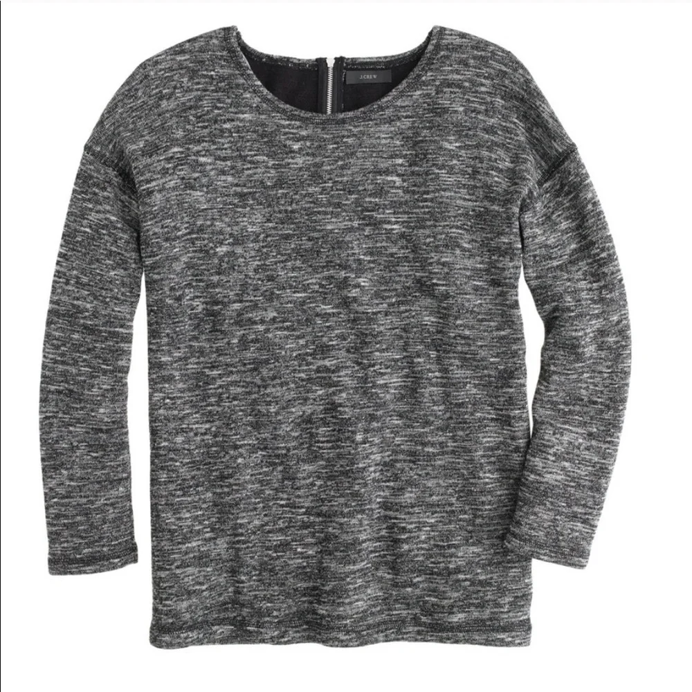 J.Crew Jaspé Space Dye Tunic Zip-Back Detail Double Faced Jersey Wool Blend Top